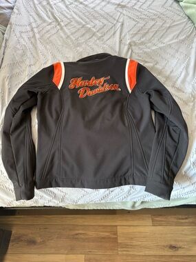 Harley-Davidson Black Soft shell Jacket with Orange Trim woman’s size small